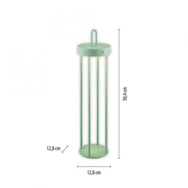Lampe de table LED rechargeable métal dimmable IP44 2700 K vert