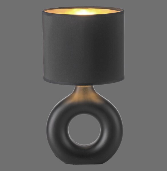 Lampe de table céramique tissu 30 cm E27 noir or Moderne