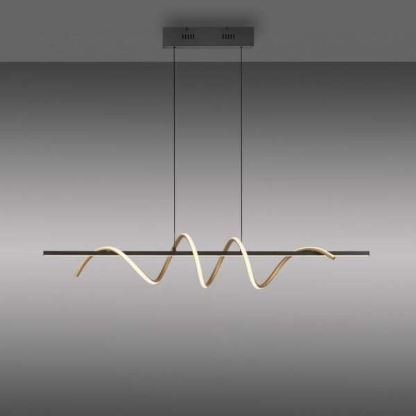 Suspension LED dimmable 121 cm 3000 K noir laiton