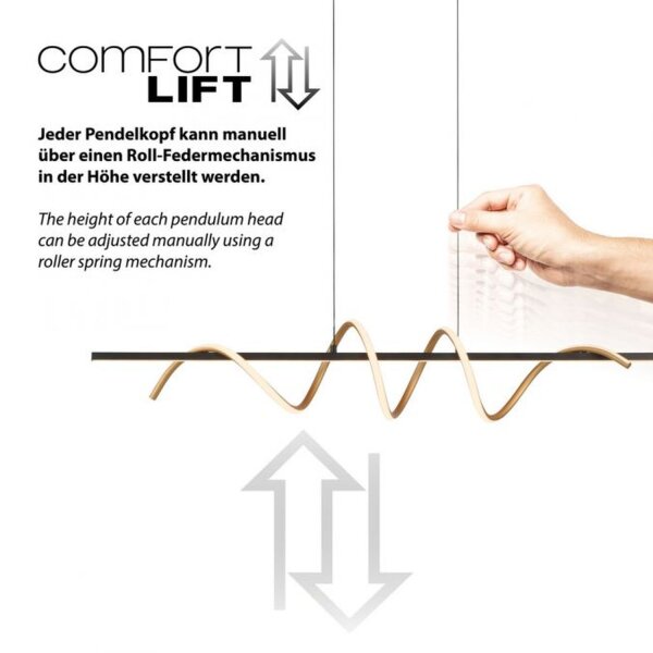 Suspension LED dimmable 121 cm 3000 K noir laiton