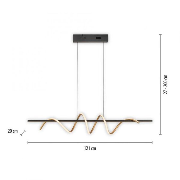 Suspension LED dimmable 121 cm 3000 K noir laiton