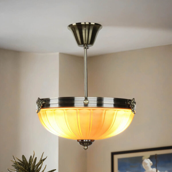 Plafonnier métal verre 3x E14 Ø 30 cm rond
