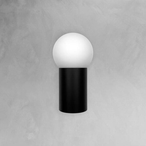 Wandlampe Schwarz Weiß H: 23,5 cm Messing Aluminium Glas