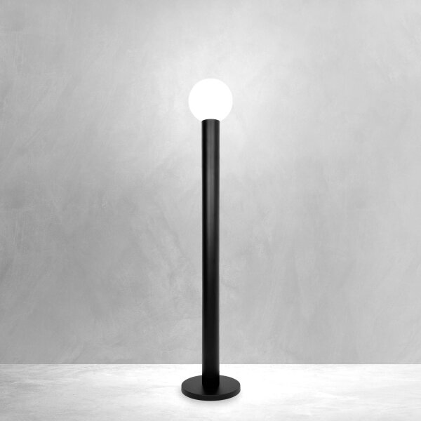 Stehleuchte innen 148 cm Schwarz Weiß Messing Glas Alu E27
