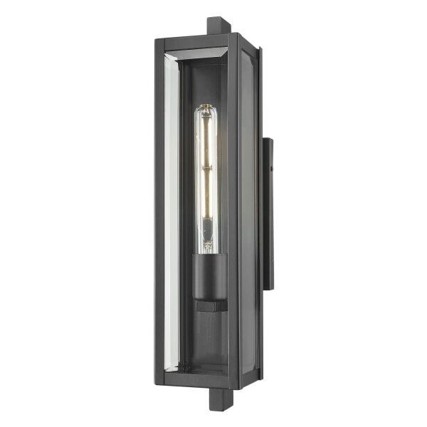 Außenleuchte Wand Schwarz H: 50,5 cm IP44 E27 Edelstahl Glas
