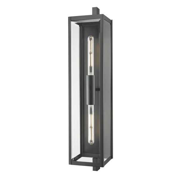 Außenleuchte IP44 H: 81 cm groß Schwarz 2x Glas Edelstahl