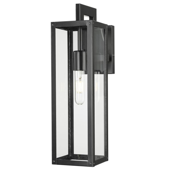 Wandleuchte außen Schwarz Edelstahl Glas H: 45,8 cm IP23 E27