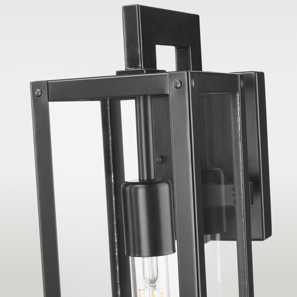 Wandleuchte außen Schwarz Edelstahl Glas H: 45,8 cm IP23 E27