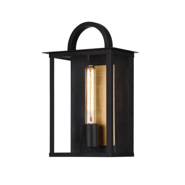 Außenlampe Edelstahl Glas E27 IP23 H: 36 cm eckig Rustikal