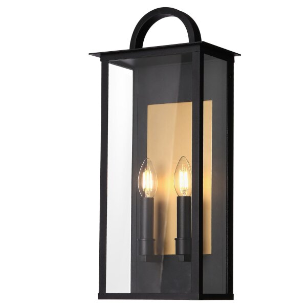 Außenleuchte Edelstahl Glas IP23 H: 51 cm 2x E14 Rustikal