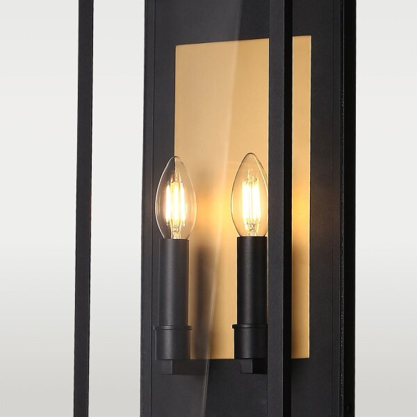 Außenleuchte Edelstahl Glas IP23 H: 51 cm 2x E14 Rustikal