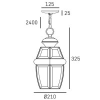 Hängeleuchte außen E27 Alu Glas Ø 21 cm...