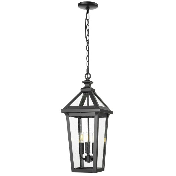 Pendelleuchte außen Rustikal 24 cm breit IP23 Schwarz 3x E14