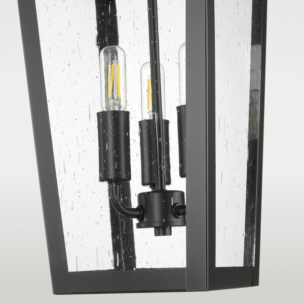 Pendelleuchte außen Rustikal 24 cm breit IP23 Schwarz 3x E14