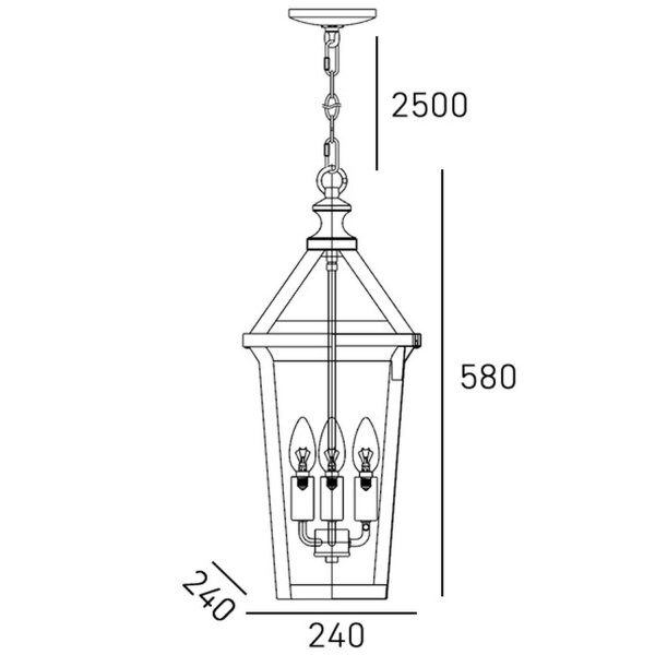 Pendelleuchte außen Rustikal 24 cm breit IP23 Schwarz 3x E14