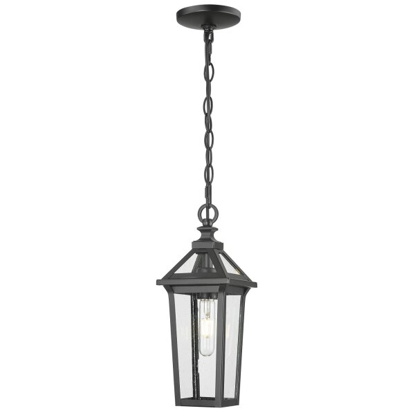 Hängelampe außen Alu Edelstahl Glas B: 14,3 cm Schwarz E27