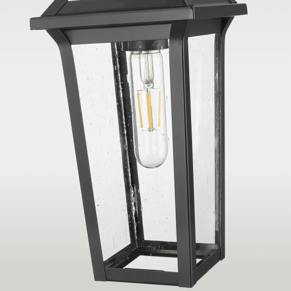 Hängelampe außen Alu Edelstahl Glas B: 14,3 cm Schwarz E27