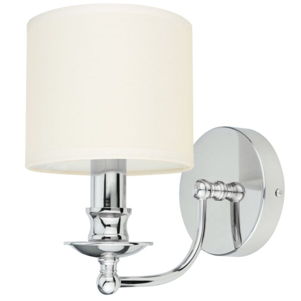 Wandlampe innen klein H: 25cm Chrom Weiß Wand E14 Metall Stoff