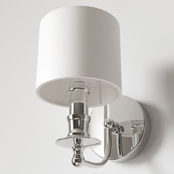 Wandlampe innen klein H: 25cm Chrom Weiß Wand E14 Metall Stoff