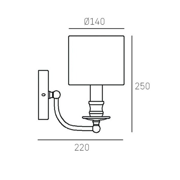 Wandlampe innen klein H: 25cm Chrom Weiß Wand E14 Metall Stoff