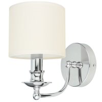 Wandlampe innen klein H: 25cm Chrom Wei&szlig; Wand E14 Metall Stoff