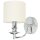 Wandlampe innen klein H: 25cm Chrom Weiß Wand E14 Metall Stoff