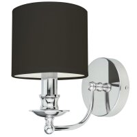 Wandleuchte Stoffschirm E14 H: 25 cm Chrom Schwarz klein