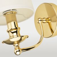 Wandleuchte Metall Stoff 25 cm hoch in Gold Weiß...