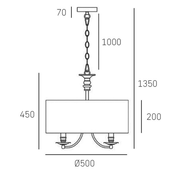 Hängelampe rund Stoff Metall Ø 50 cm in Gold Schwarz E14