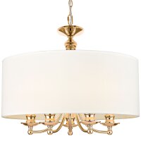 H&auml;ngelampe Metall Stoff rund D: 50 cm in Gold...