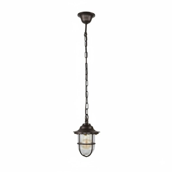 Hängelampe außen Messing massiv Glas rund D: 16 cm IP54