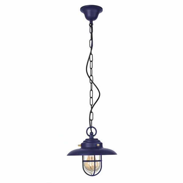 Hängeleuchte außen Messing Glas E27 IP54 Ø 23 cm Blau
