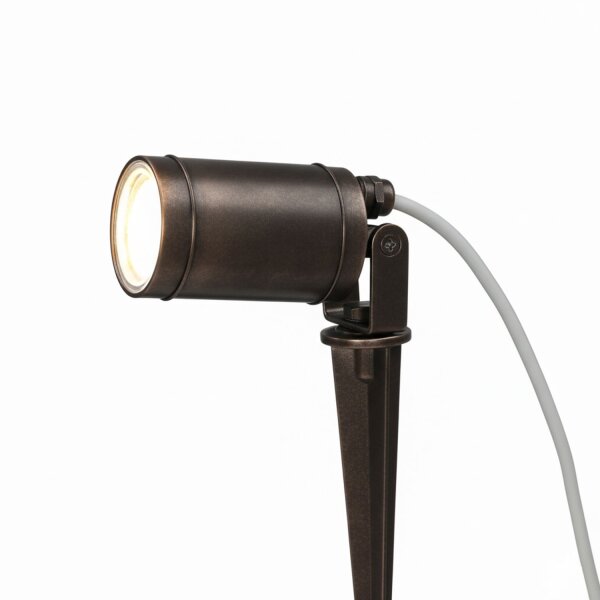 Außenleuchte Echt-Messing 27 cm Erdspieß IP64 GU10 rund
