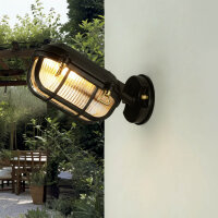 Außenwandleuchte Messing Glas E27 IP64 H: 15,5 cm