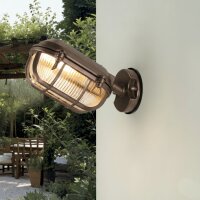 Wandleuchte au&szlig;en Echt-Messing Glas E27 IP64 H: 15,5 cm