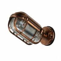 Außenlampe Wand Glas Echt-Messing E27 IP64 H: 15,5 cm
