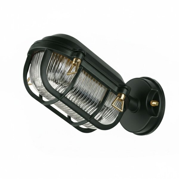 Außenleuchte Wand Glas Echt-Messing E27 IP64 H: 15,5 cm