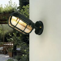Außenleuchte Wand Glas Echt-Messing E27 IP64 H:...