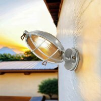 Wandleuchte au&szlig;en Echt-Messing Glas E27 IP64 Grau rund