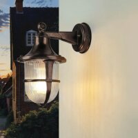 Außenleuchte Wand Messing massiv Glas 27 cm hoch IP64