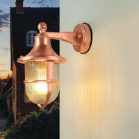Au&szlig;enlampe Wand Echt-Messing Glas E27 IP64 27 cm hoch