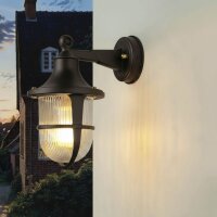 Außenwandleuchte Echt-Messing Glas E27 IP64 H: 27 cm