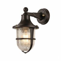 Außenwandleuchte Echt-Messing Glas E27 IP64 H: 27 cm