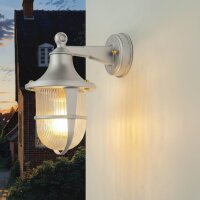 Wandlampe au&szlig;en Messing Glas 27 cm hoch IP64 Grau E27