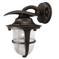 Außenwandlampe Messing massiv Glas E27 IP64 H: 24 cm