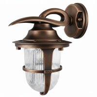 Außenwandlampe Messing Glas E27 IP64 H: 24 cm Maritim