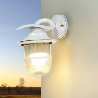 Wandlampe au&szlig;en Glas Echt-Messing E27 IP64 24 cm hoch