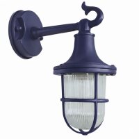 Au&szlig;enwandleuchte Echt-Messing Glas H: 25 cm IP64 Blau