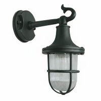 Wandlampe au&szlig;en Echt-Messing Glas 25 cm hoch IP64 Gr&uuml;n