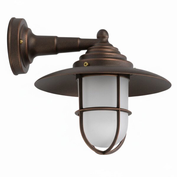 Wandleuchte außen Echt-Messing Glas 26 cm breit IP43